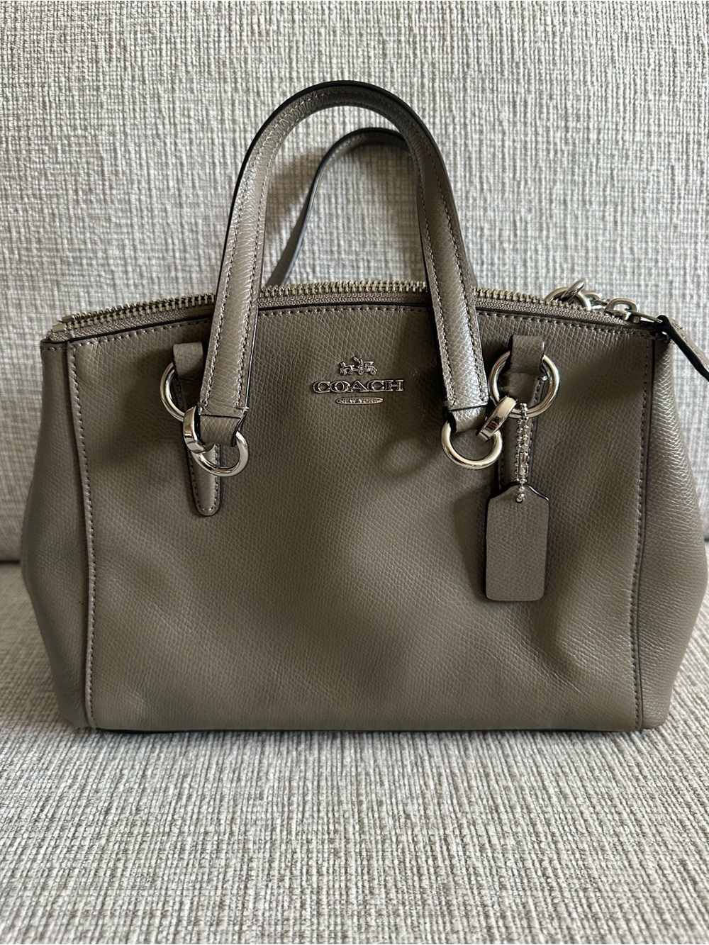 Coach Mini Christie Carryall Crossgrain Leather F36704 Silver/Fog